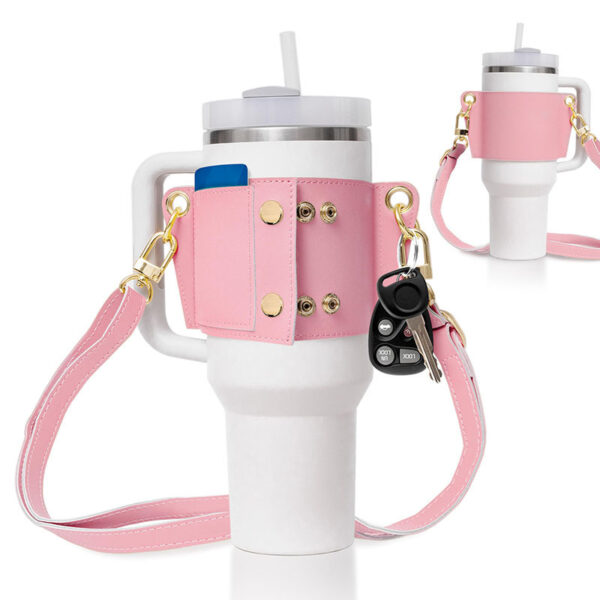 Water Bottle Handle Shoulder Strap For 30-40oz Bottles PU Leather Tumbler Handle Water Bottle Sling Accessory - Image 8