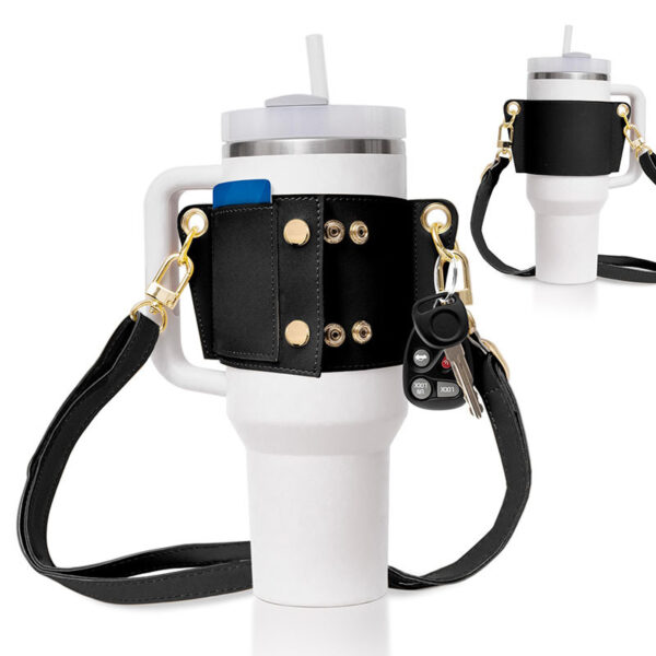 Water Bottle Handle Shoulder Strap For 30-40oz Bottles PU Leather Tumbler Handle Water Bottle Sling Accessory - Image 7