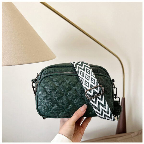 All-match Diamond Pattern Soft Leather Shoulder Messenger Bag - Image 3