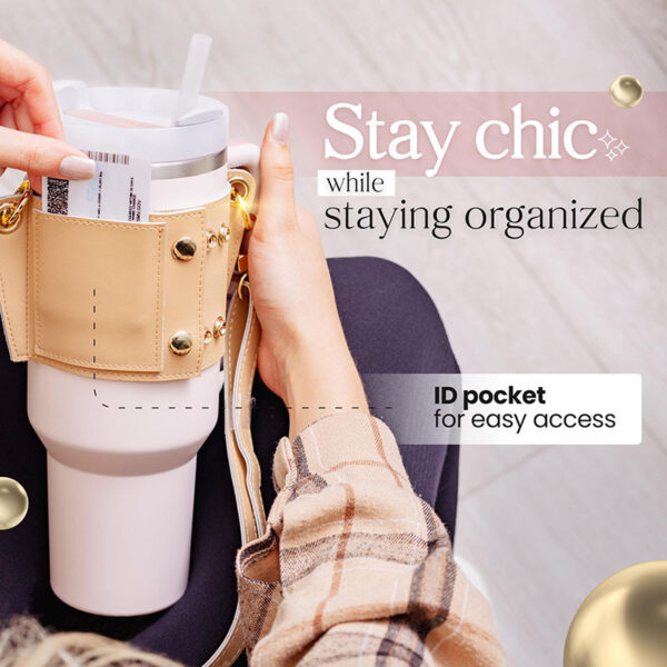 Water Bottle Handle Shoulder Strap For 30-40oz Bottles PU Leather Tumbler Handle Water Bottle Sling Accessory - Image 3