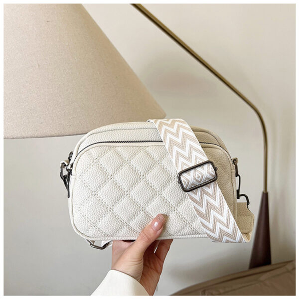 All-match Diamond Pattern Soft Leather Shoulder Messenger Bag - Image 4