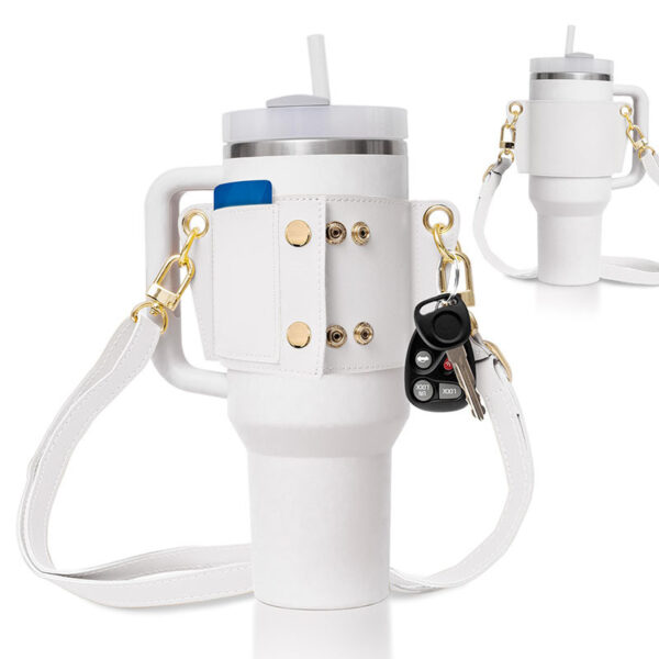 Water Bottle Handle Shoulder Strap For 30-40oz Bottles PU Leather Tumbler Handle Water Bottle Sling Accessory - Image 5