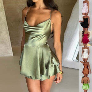 Satin Backless Mini Dress