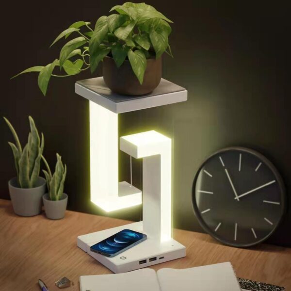 Creative Smartphone Wireless Charging Suspension Table Lamp Balance Lamp Floating For Home Bedroom & Office - Image 3