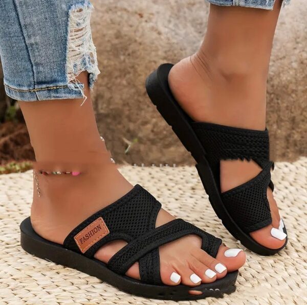 Summer New European And American Breathable Mesh Peep-toe Slippers - Image 3