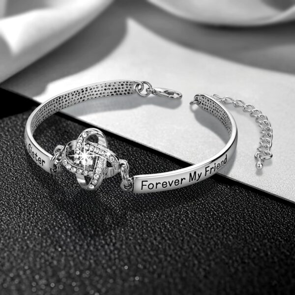 Sisters Friendship Theme Silver Bracelet - Image 8