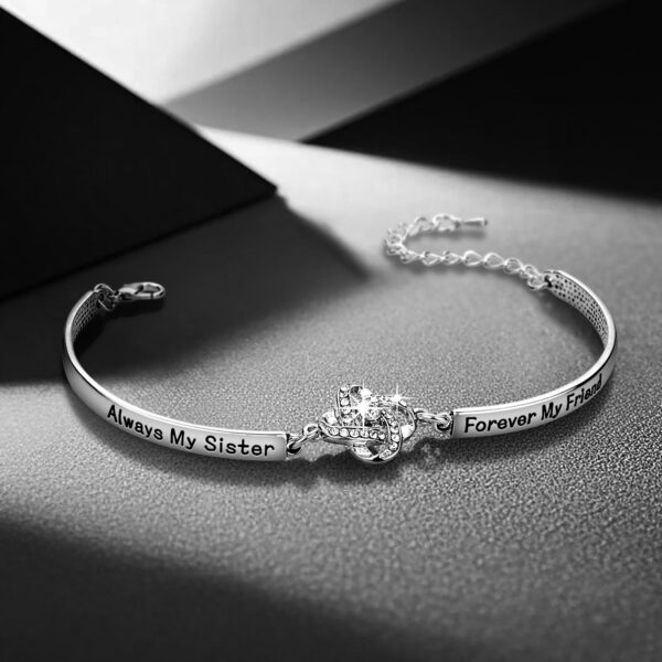 Sisters Friendship Theme Silver Bracelet - Image 5