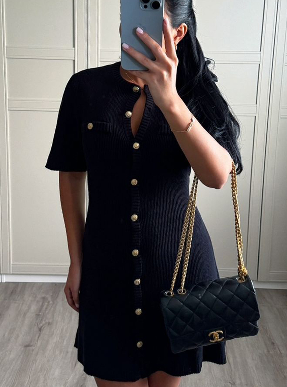 Knitted Short Sleeve Button Dress shopsparkling.com