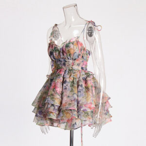 shopsparkling Floral Tiered Ruffle Mini Dress